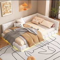 Ausziehbett 140x200cm, Stoff, gepolsterter Bettrahmen, Ausziehbett mit USB-Anschluss und LED-Beleuchtung, Lattenrost, Doppelbett - Weiß Ausziehbett 140x200cm, Stoff, gepolsterter Bettrahmen, Ausziehbett mit USB-Anschluss und LED-Beleuchtung, Lattenrost, Doppelbett - Weiß von TANANT