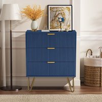 Commode 70x60x40cm - avec 3 tiroirs coulissants, pieds en métal, buffet pour chambre, commode design scandinave - Bleu marine Commode 70x60x40cm - avec 3 tiroirs coulissants, pieds en métal, buffet pour chambre, commode design scandinave - Bleu marine von TANANT