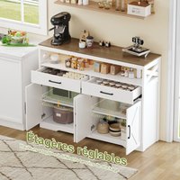 Sideboard 140 cm, Aufbewahrungsmöbel mit 2 Schubladen und 4 Schranktüren, schwarze Griffe, Holzplatte, Design, Weiß Sideboard 140 cm, Aufbewahrungsmöbel mit 2 Schubladen und 4 Schranktüren, schwarze Griffe, Holzplatte, Design, Weiß von TANANT