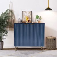 Sideboard mit 2 Türen verziert mit vertikalen Streifen, Stauraum – goldene Füße, geeignet für Esszimmer, Schlafzimmer, Wohnzimmer, 80x40x78 cm – von TANANT