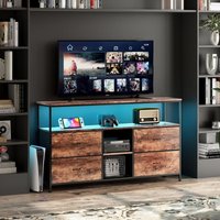 TV-Möbel 108 cm – mit 4 Schubladen aus braunem Stoff, LED-Beleuchtung, Eisenstruktur, höhenverstellbaren Beinen, moderner Fernsehschrank – braun TV-Möbel 108 cm – mit 4 Schubladen aus braunem Stoff, LED-Beleuchtung, Eisenstruktur, höhenverstellbaren Beinen, moderner Fernsehschrank – braun von TANANT