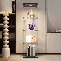 Vitrine en verre avec 4 étagères avec éclairage LED, cave à vin autoportante en verre trempé pour salon, cave à vin en verre trempé, bureau, noir Vitrine en verre avec 4 étagères avec éclairage LED, cave à vin autoportante en verre trempé pour salon, cave à vin en verre trempé, bureau, noir von TANANT