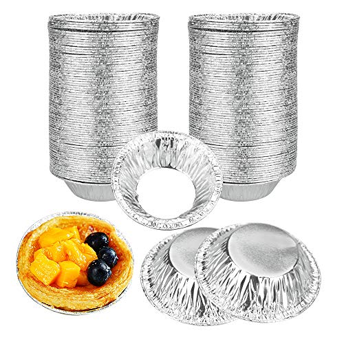 TANCUDER 250 Stück Eierkuchenform Egg Tart Form Einweg Aluminiumfolie Tassen Rund Egg Tart Dosen Form Einweg Egg Tart Mold Aluminium Muffinformen Cupcake Förmchen für Kuchen, Gebäck, Pudding von TANCUDER