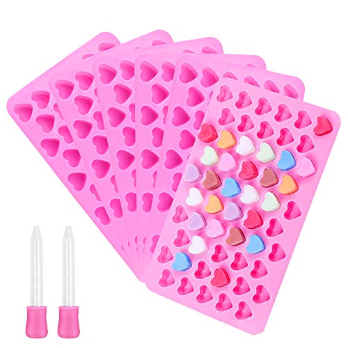 TANCUDER 6 Stück Herz Silikon Formen Pralinenform Silikon Herz Schokoladenform Backform Silikon Herz Bonbon Form Herz mit 2 PCS 5 ML Rosa Tropfer für die Herstellung von Süßigkeiten, Schokolade von TANCUDER