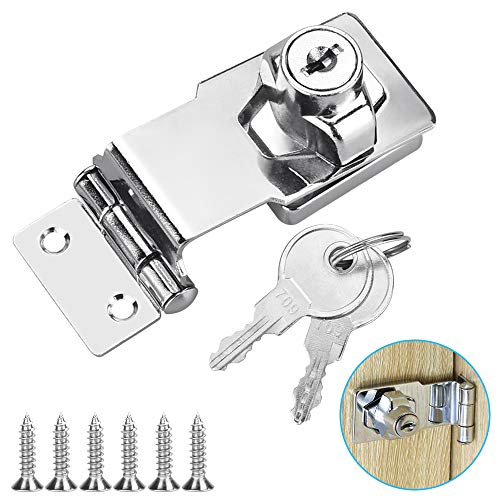 TANCUDER Sicherheitsüberfalle 3 inch Keyed Hasp Lock Metall Vorhängeschloss Heftklammer Sicherheits Haspe Türverschluss mit Schlüssel und Schrauben für Fenster, Schubladen, Schränke von TANCUDER