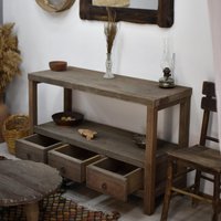 Frisiertisch Recycelter Handgemachter Rustikaler Konsolentisch Flurmöbel Eingangsbereich Live-Edge Schreibtisch Mit Schubladen Recyclingholz von TANFERWOODDESIGN