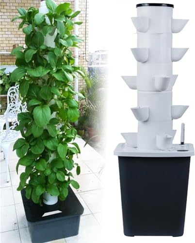 Hydroponik-Turm, Garten-Hydrokultur-Anbausystem, Aeroponik-Anbauset für Kräuter, Obst und Gemüse mit Hydratationspumpe, Adapter, Netztöpfen, Timer für Obst, Gemüse und Kräuter ( Size : 25holes ) von TANG SHI