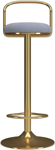 TANG SHI 65-80cm Barhocker Barhocker Stuhl Gold Eisen Beine Fußstütze und Rücken Drehsitz Esszimmerstuhl Höhenverstellbar für Kitchen Pub Café, Max. Laden Sie 440lb (Color : Grau) von TANG SHI