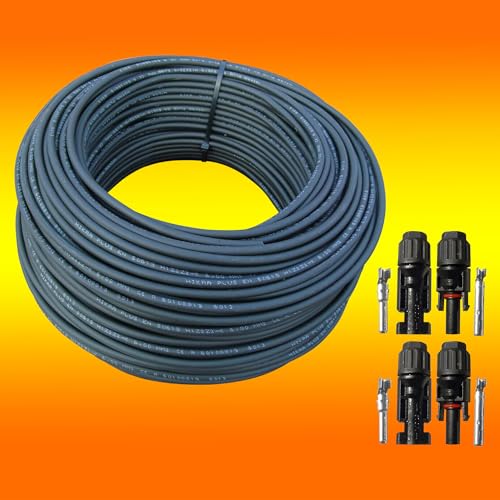 50m Solarkabel schwarz 4mm² + 2 Paar Solarstecker mit Tüv NEU von BAU-tech Solarenergie GmbH von PDTXCLS