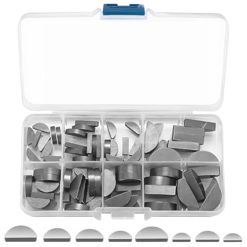 80 Stk Federkeile Sortiment, Scheibenfeder Halbmond Halbmond Paßfeder Set 3-4-5-6 mm Scheibenfeder-Sortiment-Kit, Mitnehmerkeil Satz, Schwungrad Riemenscheibe Kurbelwellen Sortiment Kit von TANGHSE