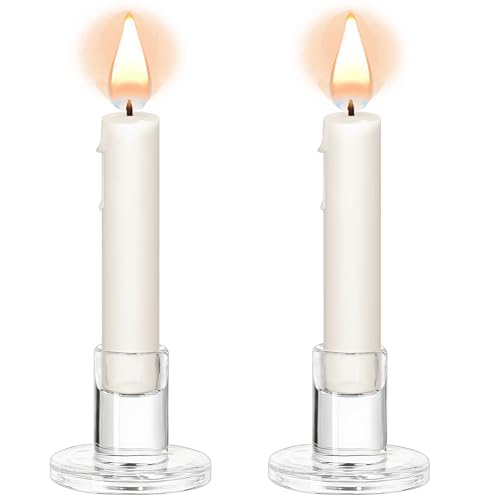 Kerzenhalter Glas, 2er Klar Stabkerzenhalter für Stabkerzen, Teelichthalter Klein für Hochzeit, Geburtstag, Party, Weihnachtsdeko, Tischdeko, Advent Deko von TANGHSE