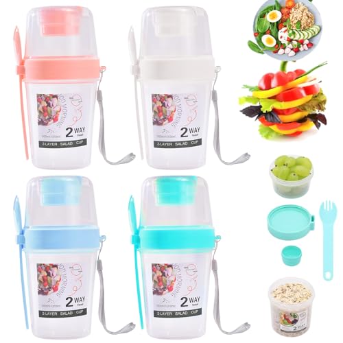 TANGHSE 4 Stück Joghurtbecher zum Mitnehmen, wiederverwendbare Take-and-Go-Joghurtbehälter mit Deckel und Löffeln, Overnight-Oats-Behälter, Frühstück für unterwegs Müsli, TANGHSE 4 Stück Joghurtbecher zum Mitnehmen, wiederverwendbare Take-and-Go-Joghurtbehälter mit Deckel und Löffeln, Overnight-Oats-Behälter, Frühstück für unterwegs Müsli, von TANGHSE