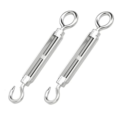 2 Stück Spannschloss aus Edelstahl 304 mit Haken und Öse, robust, M4–M27, Spanner for Kabel-Drahtseilspannung, Sonnenschutz, Zeltmontage(M14) von TANGJIANCHENG