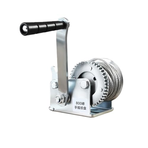 800lbs manuelle Winde, Handwindenrolle, mit 26/33/49ft Stahlkabel und 360kg Kapazität, Hochleistungshaken, Zweiwege-Ratschen-Handwinde(Winch+49ft Wire Rope+Hook) von TANGJIANCHENG