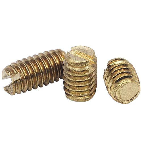 TANGJIANCHENG TTTtang 20 Stück DIN551 M2.5 M3 Kopflose Schrauben Madenschrauben Anziehbolzen Messing Schlitzschrauben mit flacher Spitze B137 (Farbe: 6 mm, Größe: M2.5 (20 Stück) von TANGJIANCHENG