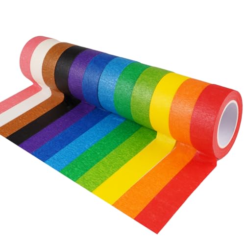 TANGJJY 12 Rollen Regenbogen Masking Tape, 15m x 20mm Dekorative Washi Tape, Buntes Kreppband, Abklebeband Regenbogen, Bastelband, für DIY Scrapbooking, Journaling, Basteln, Geschenkverpackung von TANGJJY