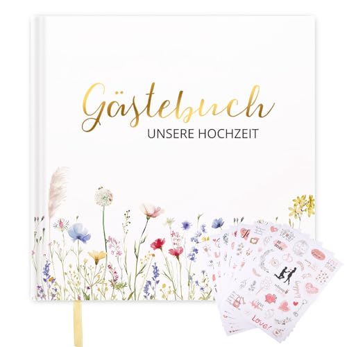 TANGJJY GäStebuch Hochzeit, DIY HochzeitsgäStebuch mit 8 SchöNe Aufkleber, 72 Seiten Hochwertiges Papier, Hardcover Aus Kunstdruck, für Hochzeiten, Polterabend, Brautpaar Erinnerungen, Hochzeit Deko TANGJJY GäStebuch Hochzeit, DIY HochzeitsgäStebuch mit 8 SchöNe Aufkleber, 72 Seiten Hochwertiges Papier, Hardcover Aus Kunstdruck, für Hochzeiten, Polterabend, Brautpaar Erinnerungen, Hochzeit Deko von TANGJJY