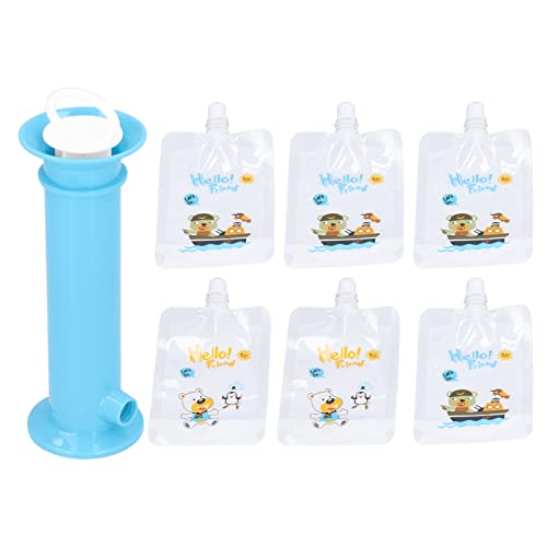 TANGLI Squeeze Station Beutel, Babynahrung Squeeze Station mit 6 wiederverwendbaren Squeeze Beuteln, Kleinkind Obst Squeeze Püree Füller Baby Feeder, tragbare Säuglingsnahrungsmaschine (Blau) von TANGLI