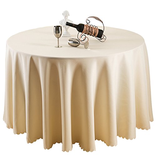 TANGMEN Pure Farbe Tischtücher Ornamente Rund Tischdecke Hoteltischdecke Konferenztischdecke Beige Rund:160cm von TANGMEN