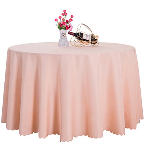 TANGMEN Pure Farbe Tischtücher Ornamente Rund Tischdecke Hoteltischdecke Konferenztischdecke Champagner Rund:220cm von TANGMEN