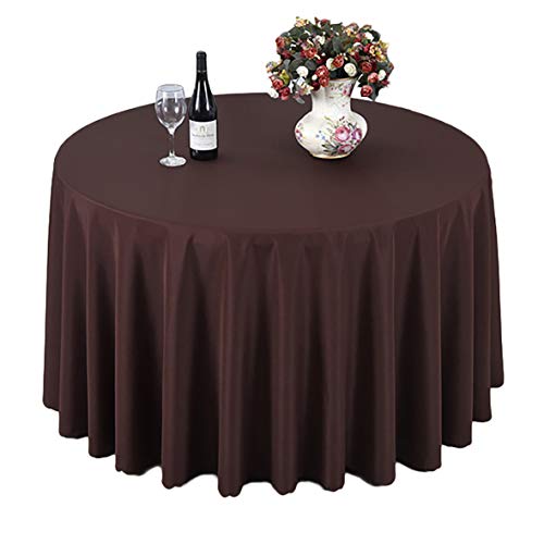 TANGMEN Pure Farbe Tischtücher Ornamente Rund Tischdecke Hoteltischdecke Konferenztischdecke Dunkel Kaffee Rund:280cm von TANGMEN