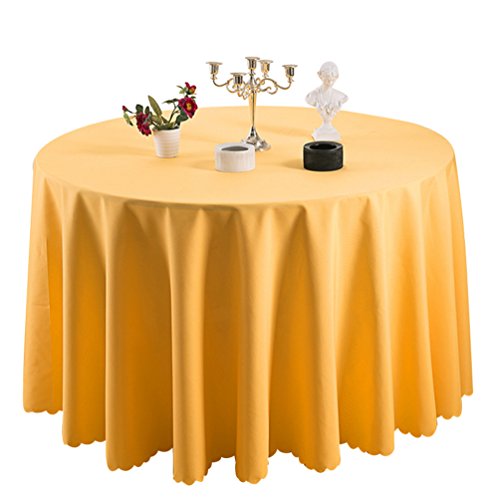 TANGMEN Pure Farbe Tischtücher Ornamente Rund Tischdecke Hoteltischdecke Konferenztischdecke Gold Rund:160cm von TANGMEN
