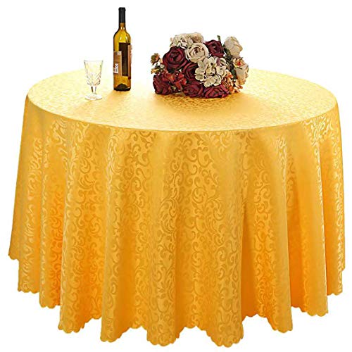 TANGMEN Pure Farbe Tischtücher Ornamente Rund Tischdecke Hoteltischdecke Konferenztischdecke GoldGH Rund:220cm von TANGMEN