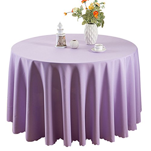 TANGMEN Pure Farbe Tischtücher Ornamente Rund Tischdecke Hoteltischdecke Konferenztischdecke Hell Lila Rund:260cm von TANGMEN