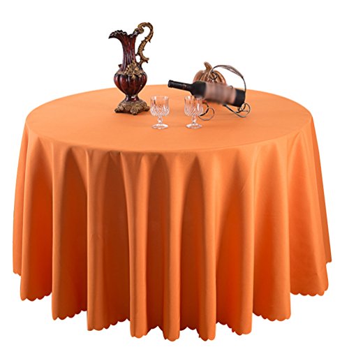 TANGMEN Pure Farbe Tischtücher Ornamente Rund Tischdecke Hoteltischdecke Konferenztischdecke Orange Rund:160cm von TANGMEN