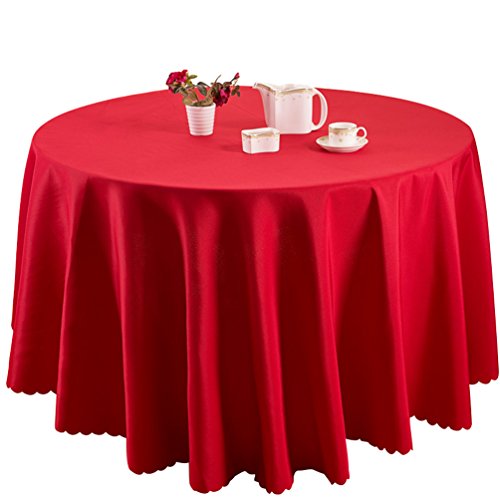 TANGMEN Pure Farbe Tischtücher Ornamente Rund Tischdecke Hoteltischdecke Konferenztischdecke Rot Rund:160cm von TANGMEN