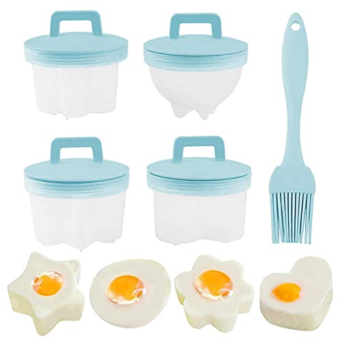 Eier Dampfgarer (4er Pack), Eggs Eierkocher Eierpochierbecher Pochierte Eier Eierpochier Antihaft Eierformer Egg Poachers Egg Maker Cooker mit Pinsel für Topf, Pfanne, und perfekte pochiert Eier von TANGN