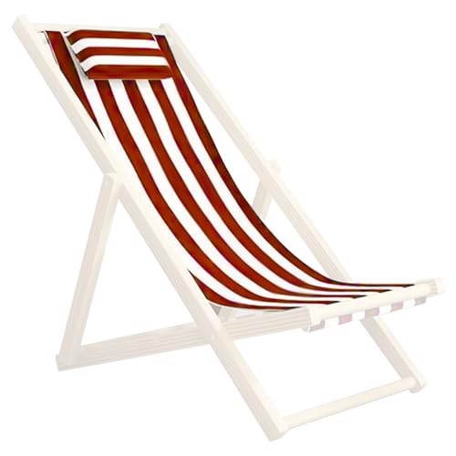 TANGPINGMAO Patio Chair Replacement Fabric, 45x17 Folding Sling Chair Replacement Fabric with Pillowcase, Red and White Stripes Patio Sling for Home Beach Balcony von TANGPINGMAO