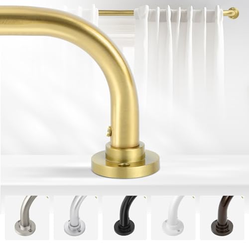 Goldene Gardinenstangen, goldene Gardinenstangen für Fenster 167.6 bis 304.8 cm, verstellbare Verdunkelungsvorhangstange, 2.5 cm Durchmesser, Fenstervorhangstange 167.6–304.8 cm, B Gold gebürstet von TANGWIN