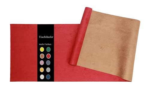 TANGYANGNY® Dekoratives Tischläufer für Esstisch, Abwaschbar | Maschinenwaschbar, Doppelseitig zweifarbig, edle Tischdeko für Geburtstage & Hochzeiten, 40 x 150cm, Rot+Braun von TANGYANGNY