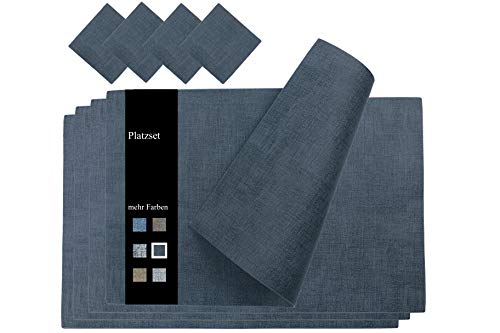 TANGYANGNY® Tischsets, Platzset Abwischbar 4er Set, PU Lederoptik Kunstleder Abwischbare Wasserdicht rutschfest Tischset, 43 * 30cm, für Zuhause Restaurant Speisetisch Kinder. Schwarz von TANGYANGNY