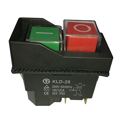 TANIDA Power Control Switch 4-poliger 250 V Slicer wasserdichter magnetischer explosionsgeschützter Druckknopfschalter Magnetstarter elektromagnetische Schalter, Kld-28, 2 Stück, schwarz von TANIDA