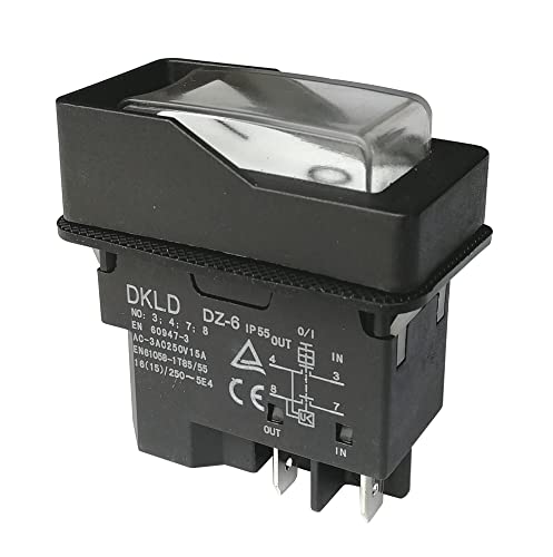 TANIDA Power Control Switch DKLD DZ-6 220V Wasserdicht Elektromagnetischer Druckschalter für Abzweigzerkleinerer 15A 4-Pin IP55 Weiß Schwarz von TANIDA