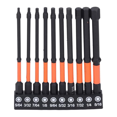 10 PCs Hex Head Wrench Bohrmaschine Bit Set, SAE -Sechs -Bit -Set - 100 mm Länge 1/4 Zoll Shank S2 Legierungstahl -Sechskantbits mit Lagerregal - unerlässlich für Haus- und von TANIQIACA