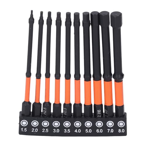 10 Stcs Hex Head Allens Wrench Bohrbohrer Set, Sechskantschlüsselbohrmaschine Bit Set, magnetischer S2 -Leichtmetallstahl mit Lagerregal 1/4in Shank Impact Metrik -Hex -Bohrer für 10 Stcs Hex Head Allens Wrench Bohrbohrer Set, Sechskantschlüsselbohrmaschine Bit Set, magnetischer S2 -Leichtmetallstahl mit Lagerregal 1/4in Shank Impact Metrik -Hex -Bohrer für von TANIQIACA