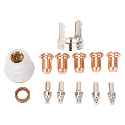 13 Pieces Plasma Cutting Torch Accessory Kit, Plasma Cutter Consumables Kit - 1.0mm Electrodes, Nozzles, Swirl Ring, Double Point Spacer for IPT‑60 PT‑60 IPT‑40 PT40 13 Pieces Plasma Cutting Torch Accessory Kit, Plasma Cutter Consumables Kit - 1.0mm Electrodes, Nozzles, Swirl Ring, Double Point Spacer for IPT‑60 PT‑60 IPT‑40 PT40 von TANIQIACA
