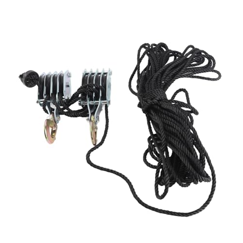 Rope Hoist Pulley System - 4400lb 8:1 Ratio Lifting Power Heavy Duty Block Tackle for Lifting Heavy Objects, for Industrial and Construction Projects von TANIQIACA