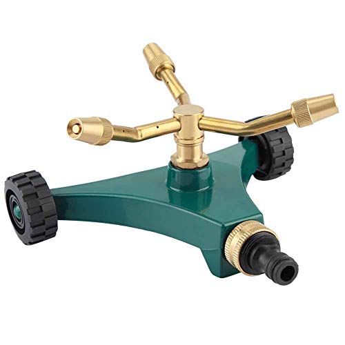 Three Arms Rotating Garden Lawn Sprinkler, Copper Material Irrigation Tool with Base and Movable Wheels, Automatic Spray for Garden Watering and Roof Cooling, Easy to Use and Save Three Arms Rotating Garden Lawn Sprinkler, Copper Material Irrigation Tool with Base and Movable Wheels, Automatic Spray for Garden Watering and Roof Cooling, Easy to Use and Save von TANIQIACA