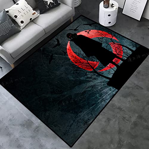 TANOHA Anime Teppich für Wohnzimmer 3D Akatsuki Itachi Naruto Druck Fußmatte Bad Fußmatte Teppich Teenager Schlafzimmer Dekor Spielzimmer Matten,80 * 120cm von TANOHA