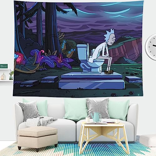 TANOHA Wandteppich, Rick und Morty Wand Dekor waschbar Wandteppich, Wohnzimmer Schlafzimmer Schlafsaal Zimmer Home Decor.,95x73cm von TANOHA