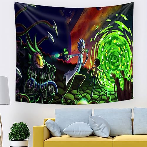 TANOHA Wandteppich, Rick und Morty Wand Dekor waschbar Wandteppich, Wohnzimmer Schlafzimmer Schlafsaal Zimmer Home Decor.,95x73cm von TANOHA