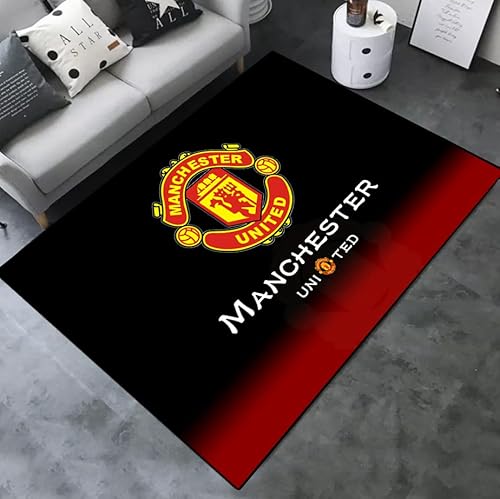 TANOHA Wohnzimmer Teppich 3D Manchester United Gedruckt Fußmatte Badezimmer Fußmatte Teppich Teenager Schlafzimmer Dekorative Spielzimmer Matte,100 * 160cm von TANOHA