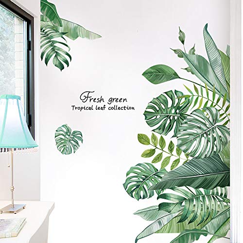 Wandtattoo Blätter Grün Wandbild Tropische Pflanzen, TANOSAN DIY Blätter Grüne Wandaufkleber Wohnzimmer Schlafzimmer Flur Wanddeko von TANOSAN