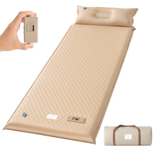 TANSTRIDER Selbstaufblasende Isomatte mit Pumpe, 8 cm dicker Memory-Schaum, Einzelschlafmatten mit Kissen, Khaki TANSTRIDER Selbstaufblasende Isomatte mit Pumpe, 8 cm dicker Memory-Schaum, Einzelschlafmatten mit Kissen, Khaki von TANSTRIDER