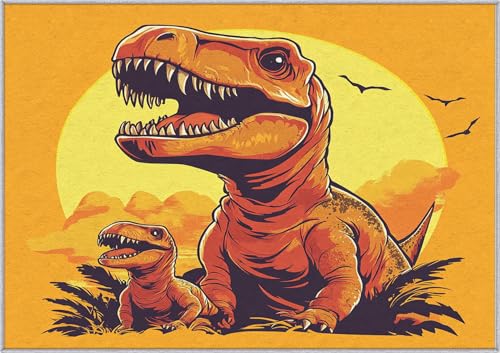 TANTANICAL Dinosaurier Teppich Eingangsbereich Innen, Fußmatte Klein 60x90, Cartoon Tier Motiv Design Teppich Eingang Schlafzimmer, Waschbar, rutschfest, Kurzflor, Weich (D699) von TANTANICAL