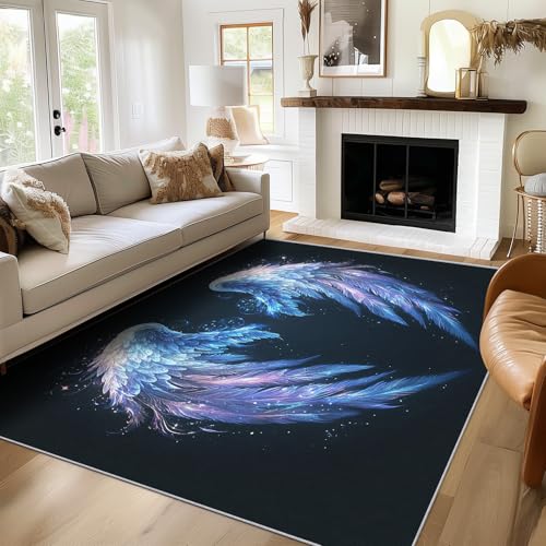 TANTANICAL Engelsflügel Teppich Eingangsbereich Innen, Fußmatte Klein 60x90, Traum Motiv Design Teppich Eingang Schlafzimmer, Waschbar, rutschfest, Kurzflor, Weich (B314) von TANTANICAL
